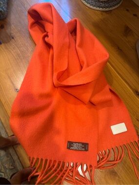 Coach Orange Lambs Wool/Cashmere Fringe Scarf